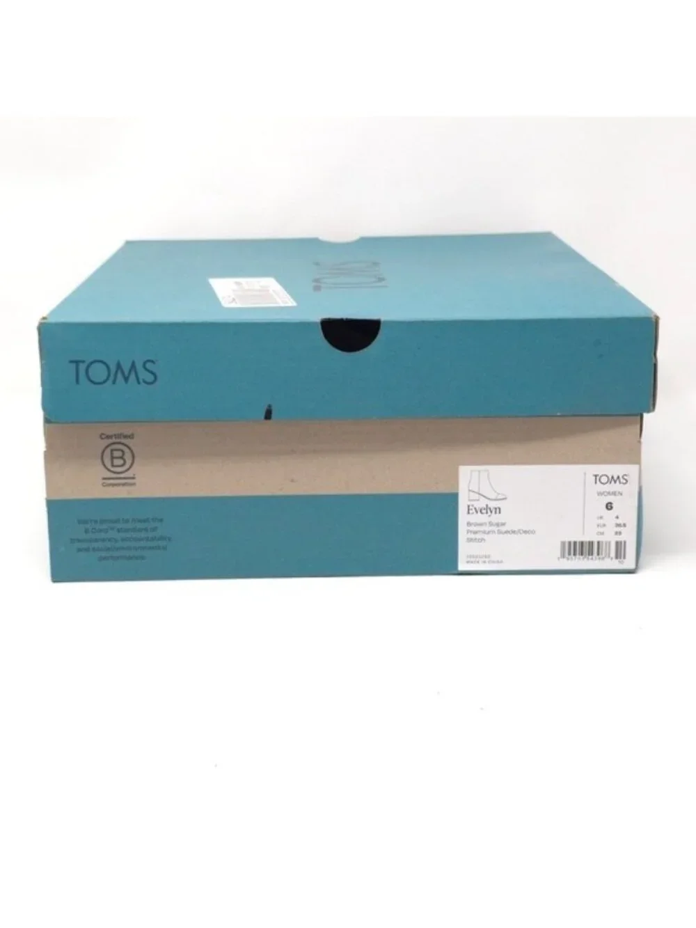 TOMS Evelyn Brown Suede Stacked Heel Ankle Boots 6M - Picture 12 of 12